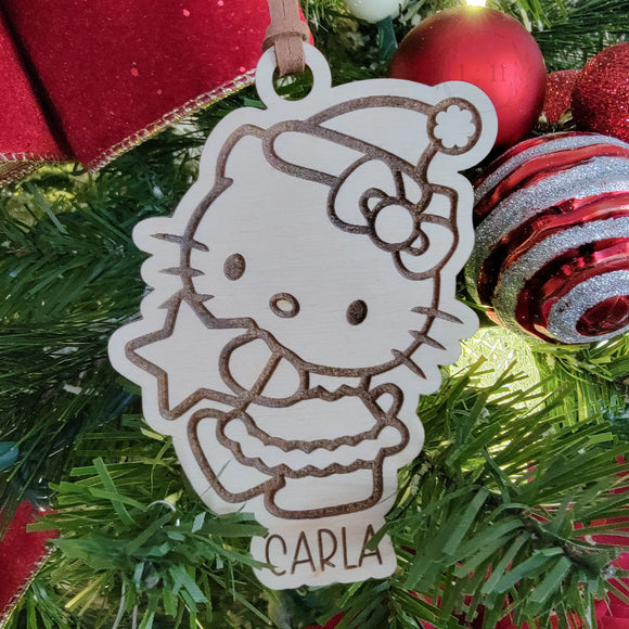 HK Kitty Santa Ornament